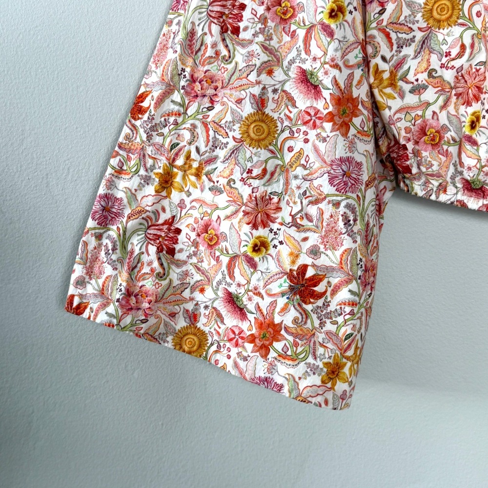 J.Crew Liberty Garden of Life Crop Top Bell Sleeve Floral Cottagecore Cotton SzS - Picture 3 of 10